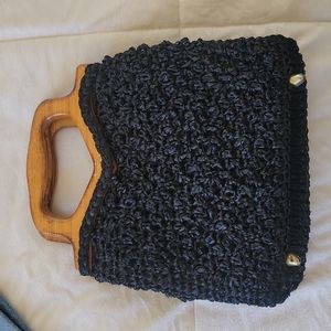 Vintage | Crochet Hand bag with Wooden Handle